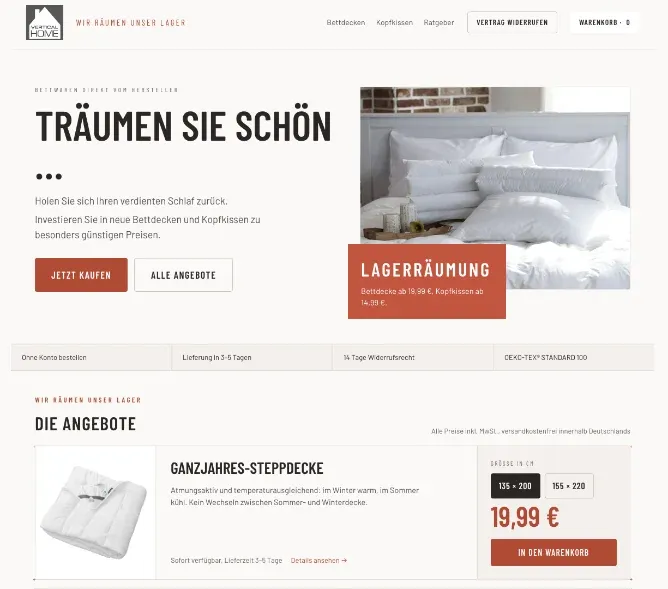 Screenshot des Online-Shops vertical-home.de